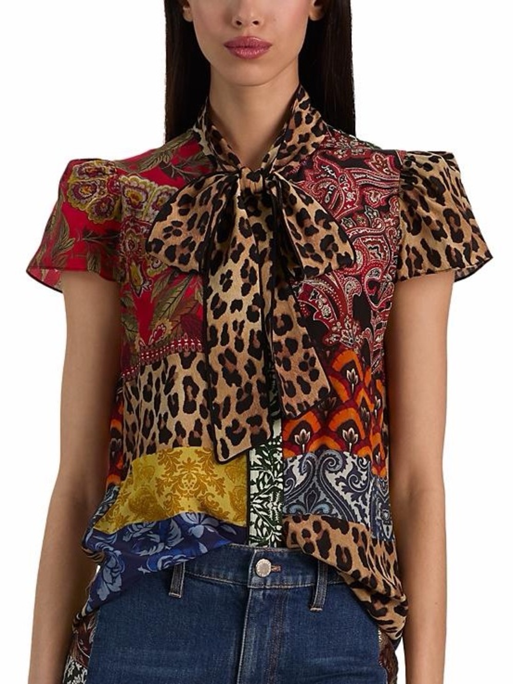 ALICE+OLIVIA Silk Printed Jeannie Blouse